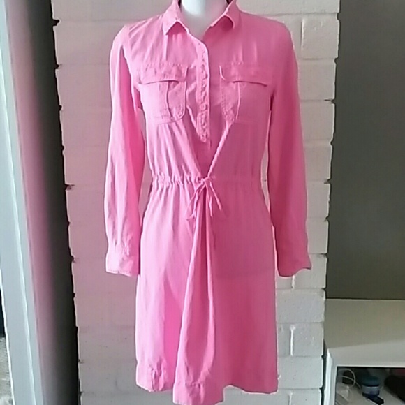 neon pink denim dress